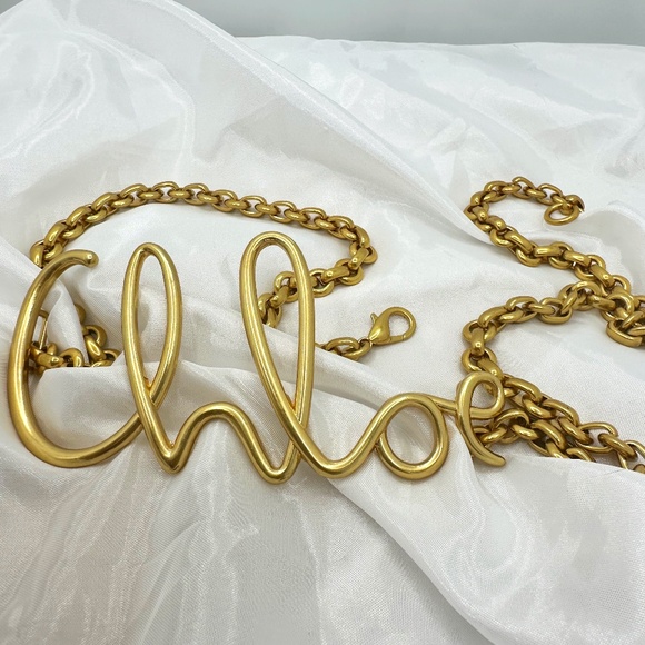 Gold Curved Chain Belt with Organic Design - Picture 1 of 9